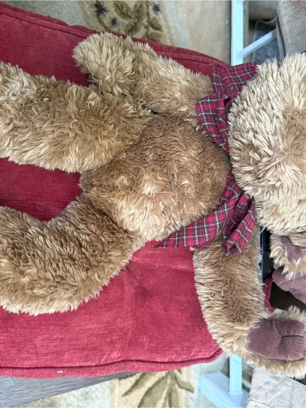 Boyds Bears Brown Plush Moose Dog Toy with Red Plaid Bow